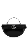 Gucci Black Half Moon Shaped Handbag With Double G Logo Plaque On The Front And Removable Shoulder S In Black