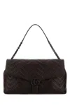 Gucci Chocolate Leather Maxi Gg Marmont Shoulder Bag In Brown