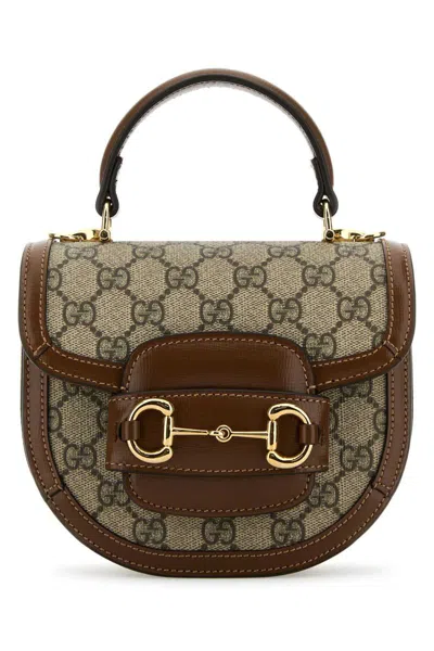 Gucci Gg Supreme Fabric Mini Horsebit 1955 Handbag In Brown