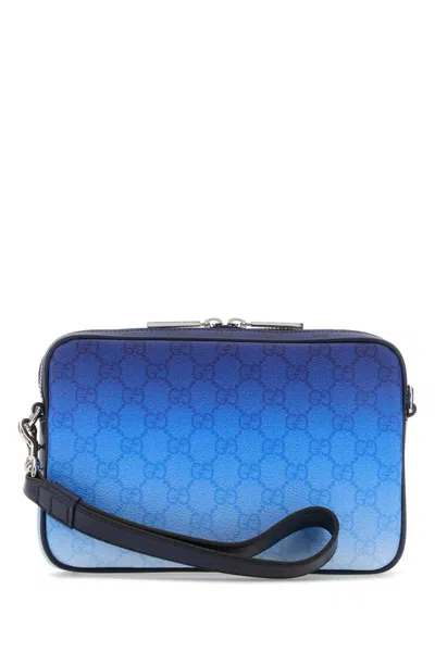 Gucci Gradient Canvas Wrist Strap Clutch Bag In Blue