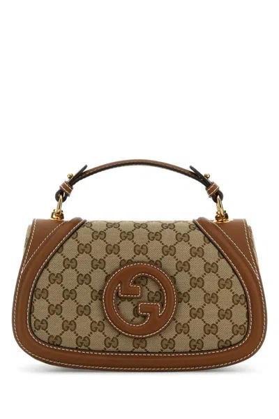 Gucci Blondie Medium Gg Fabric And Leather Handbag With Detachable Strap In Brown