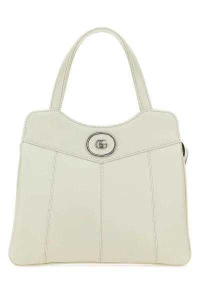 Gucci Chalk Leather Small Petite Gg Handbag In Neutral