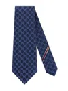 Gucci Handmade Double G Motif Silk Tie 8 X 146 Cm In Blue