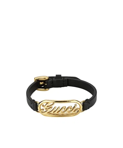 Gucci Handwritten  Logo Bracelet In Black