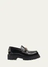Gucci Leather Loafers With Chunky Sole And Gold-tone Hardware In Black