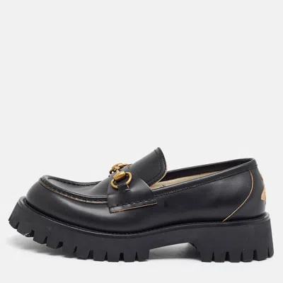 Pre-owned Gucci Harald Size 39 Black Leather Loafers