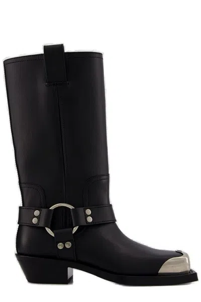 Gucci Harness Detail Leather Boots In Black