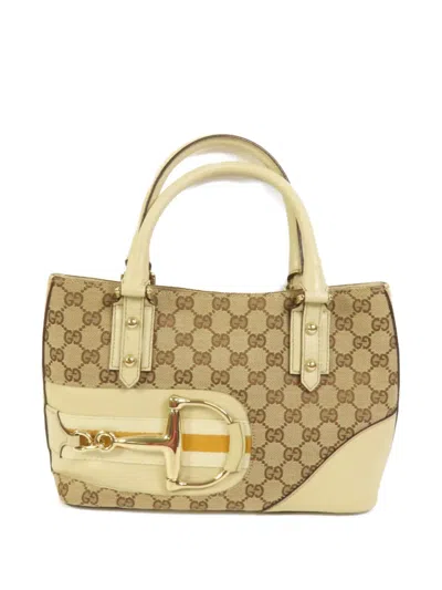 Pre-owned Gucci Hasler Horsebit Tote Bag In Neutral