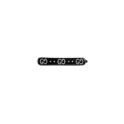 Gucci Double G Crystal-embellished Hair Clip In Black