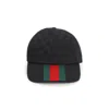 Gucci Original Gg Fabric Baseball Cap With Web Ribbon In Black