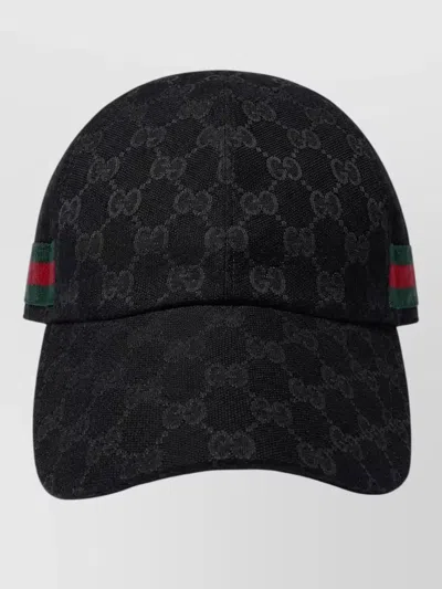 Gucci Hat Curved Brim Adjustable Back Strap In Black
