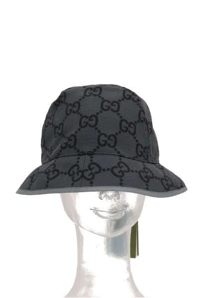 Gucci Bucket Hat In Graphite Grey+black
