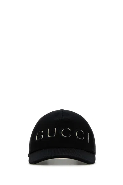 Gucci Women Embroidered Wool Baseball Cap In Black