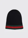 Gucci Sylvie Web Ribbed Knit Beanie In Black