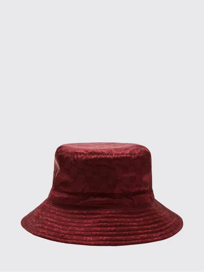 Gucci Reversible Burgundy Nylon Gg Hat In Red