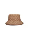 Gucci Bucket Hat In Denim Gg Beige Women In Brown