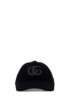 Gucci Textured Corduroy Baseball Cap With Curved Brim In Blue