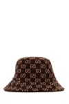 Gucci Embroidered Wool Blend Bucket Hat In Brown