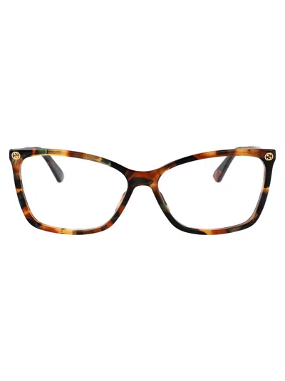 Gucci Havana Acetate Optical Glasses In Green