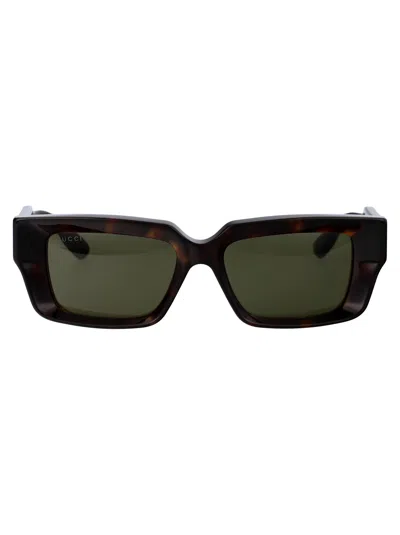 Gucci Havana Havana Green Acetate Sunglasses In Brown