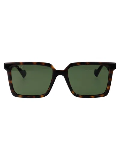 Gucci Havana Havana Green Acetate Sunglasses In Brown