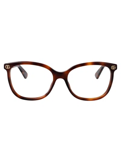 Gucci Havana-havana-transparent Recycled Acetate Glasses In Multi