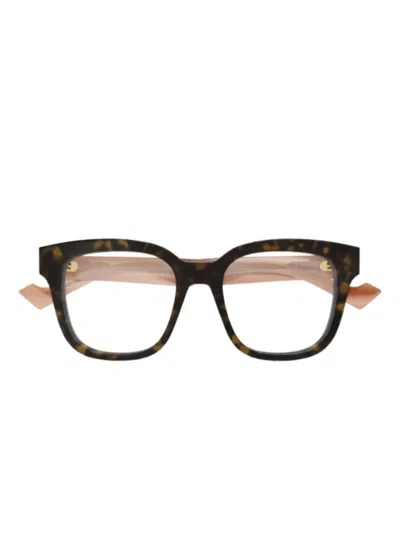 Gucci Havana-pattern Square-frame Glasses In Brown