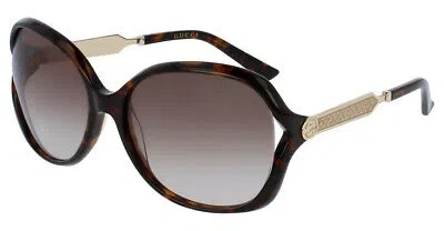 Pre-owned Gucci Havana Round Sunglasses In Brown