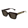 Gucci Havana-yellow-brown Resin Sunglasses In Black