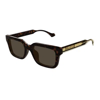 Gucci Havana-yellow-brown Resin Sunglasses In Black