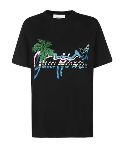 Gucci Hawaii Print T-shirt In Black
