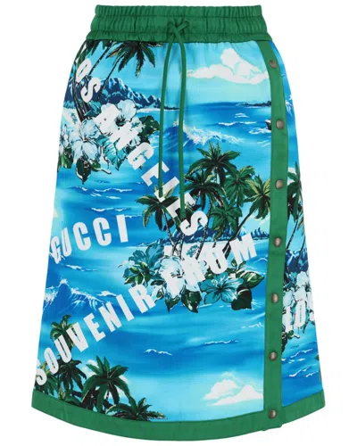 Gucci Hawaiian Printed Knee-length Skirt In Multi