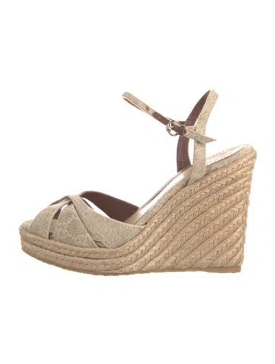 Pre-owned Gucci Haymarket Check Pattern Canvas Espadrilles In Neutral