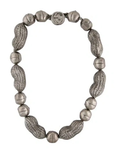 Pre-owned Gucci Hazelnut & Peanut Charm Interlocking G Necklace, 26" In Multi