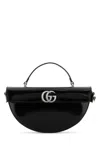 Gucci Black Half Moon Shaped Handbag With Double G Logo Plaque On The Front And Removable Shoulder S