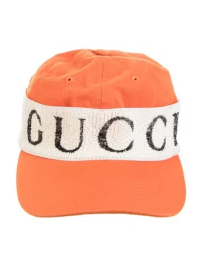Pre-owned Gucci Headband Logo Hat In Orange