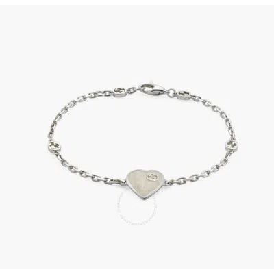 Gucci Heart Bracelet With Interlocking G Size 17- Yba645546003 In Silver-tone