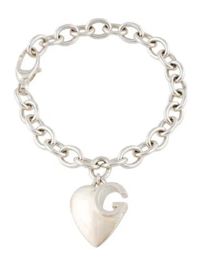 Pre-owned Gucci Heart Charm Bracelet, 7" In Multi