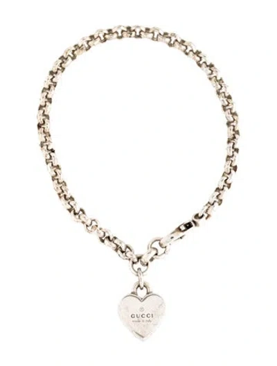 Pre-owned Gucci Heart Charm Bracelet, 7.25" In Multicolor
