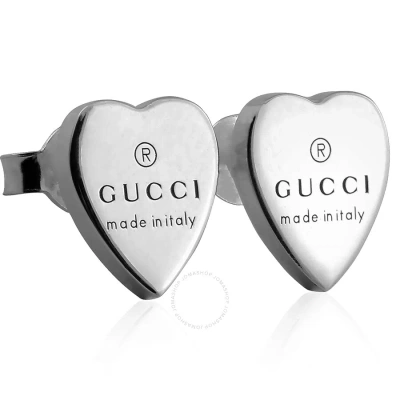 Gucci Heart Earrings With  Trademark In Sterling Silver In Silver-tone