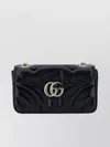 Gucci Heart Embroidered Glossy Chain Shoulder Bag In Black