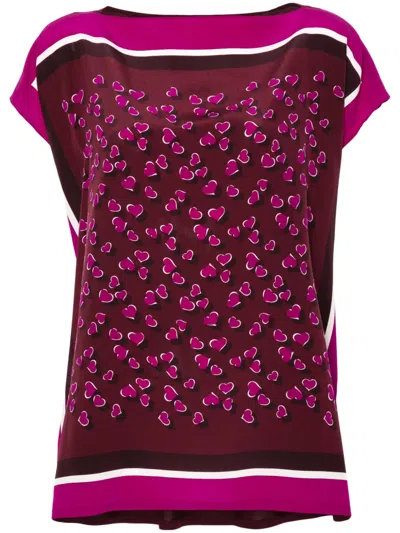 Pre-owned Gucci Heart-print Silk Blouse In 粉色