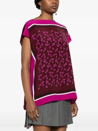 Pre-owned Gucci Heart Print Top In Purple