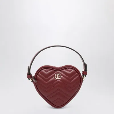 Gucci Heart-shaped Gg Marmont Mini Bag Rosso Ancora
