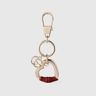 Gucci Heart-shaped Keychain In Burgundy