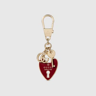 Gucci Heart-shaped Keychain In Burgundy
