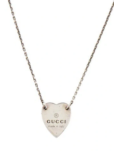 Pre-owned Gucci Heart Trademark Pendant Necklace, 18.75" In Multi