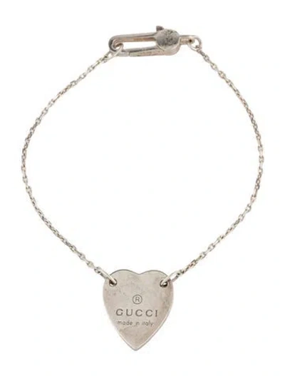 Pre-owned Gucci Heart Trademark Station Bracelet, 6.25" In Multicolor