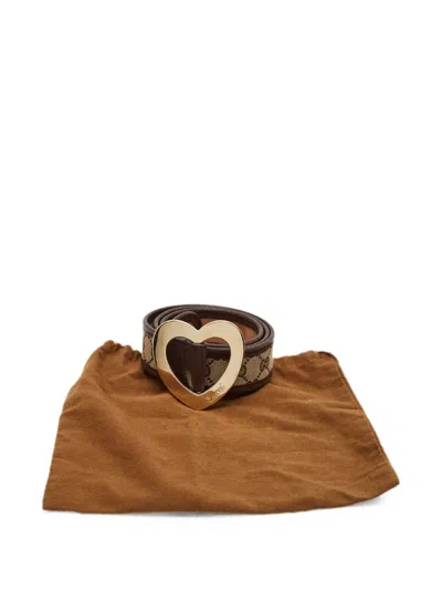 Pre-owned Gucci Heart-buckle Belt In Brown