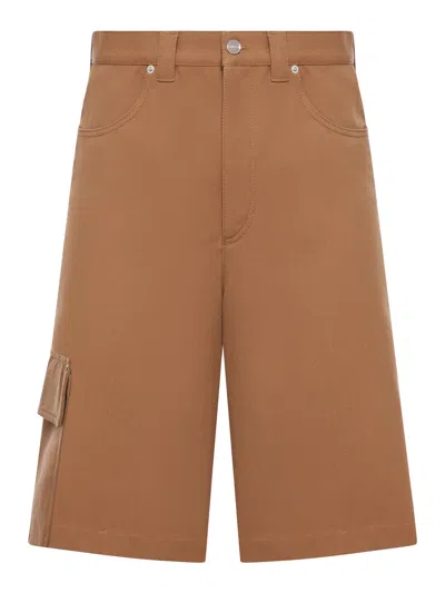 Gucci Men Heavy Cotton Canvas Cargo Bermuda Shorts In Brown